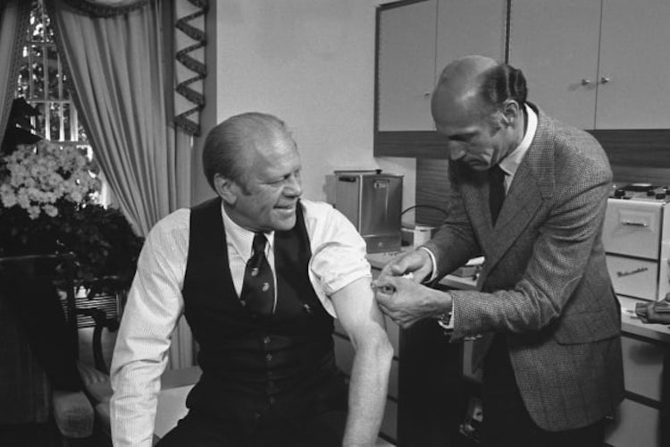 Gerald Ford receiving Swine Flu vaccine